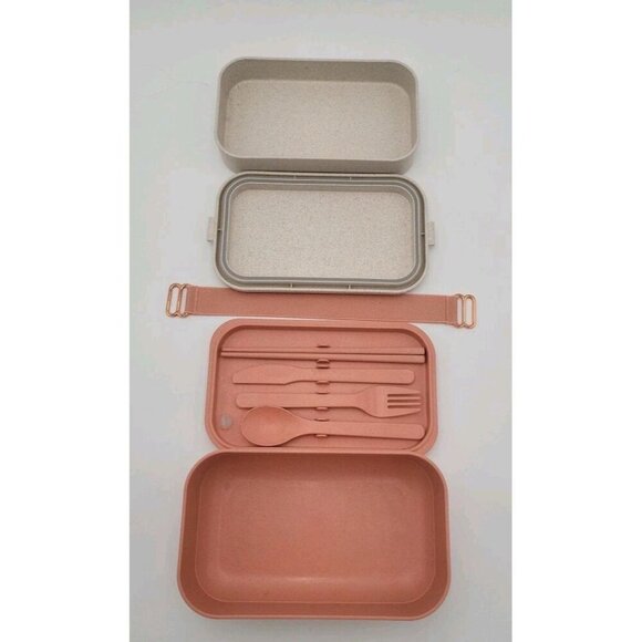 Our Place THE LUNCH BOX Pink Dishwasher Safe Sushi Bento Box Chopsticks Utensils - Picture 5 of 11